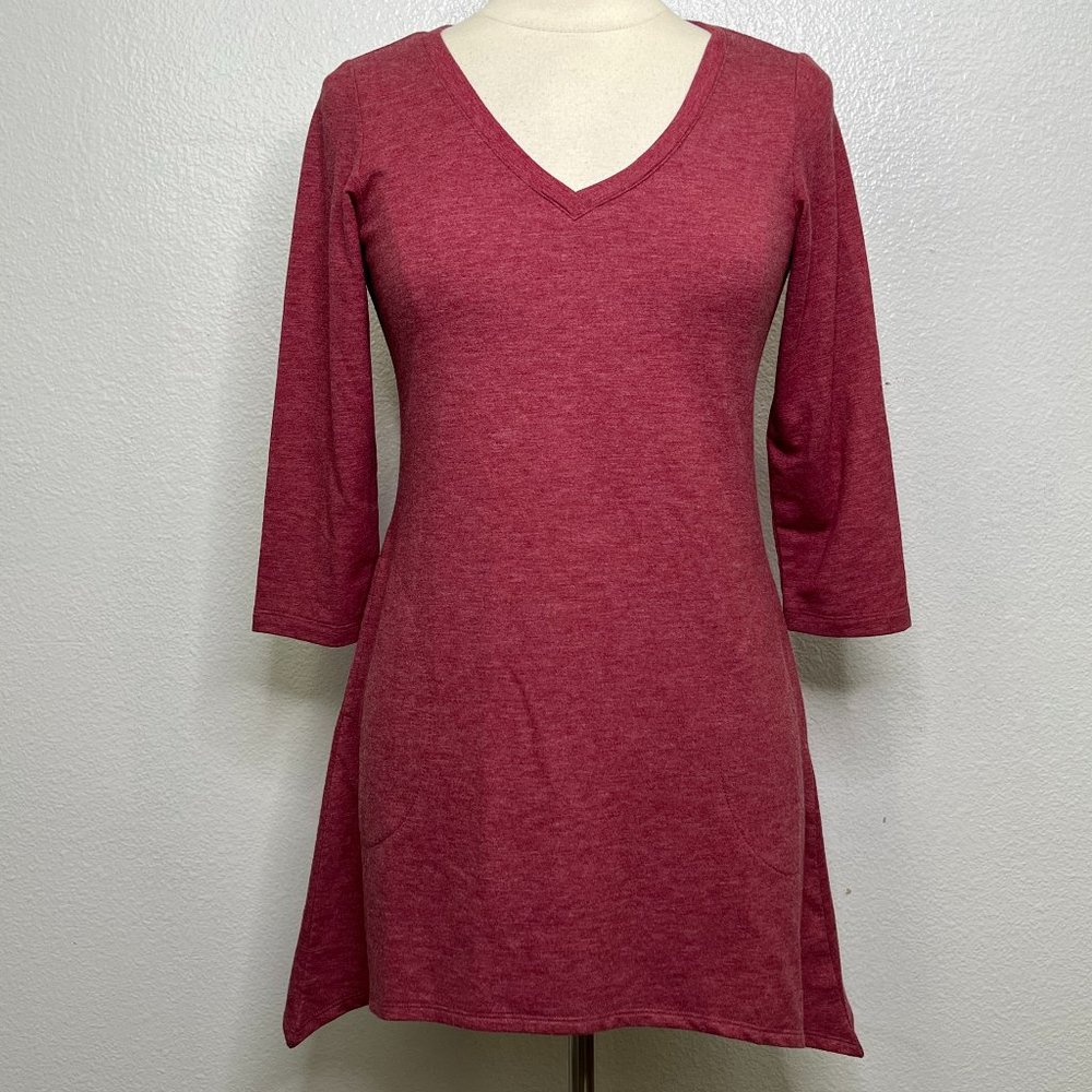 LOGO Lounge French V-Neck Terry Top Tunic‎ Plum Heather Women's XXS